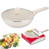Márvány wok serpenyő, 28 cm, krémszínű, fedővel, klausberg kb-7991