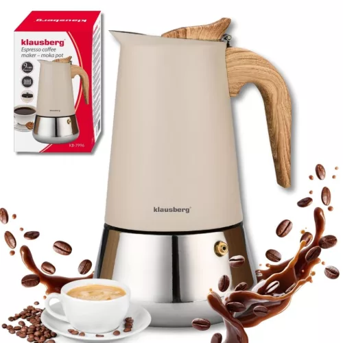 Acél eszpresszó kávéfőző, 450 ml, indukciós, Klausberg kb-7996