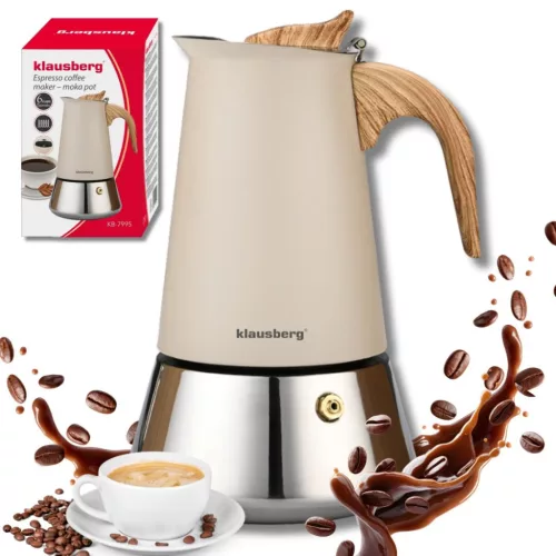 Acél eszpresszó kávéfőző, 600 ml, indukciós, Klausberg kb-7997