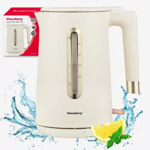 Elektromos vízforraló, 1,7 l, krémszínű 304-es acél, klausberg kb-9004