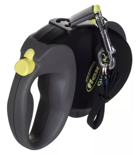 Flexi automata póráz óriás L szalaggal 8 m - kutyáknak 50 kg-ig, fekete és sárga