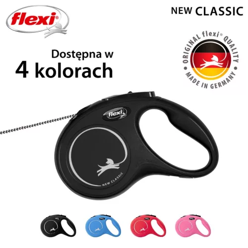 Flexi automata póráz New Classic S 5 m-es zsinórral - 12 kg-os kutyák számára, fekete