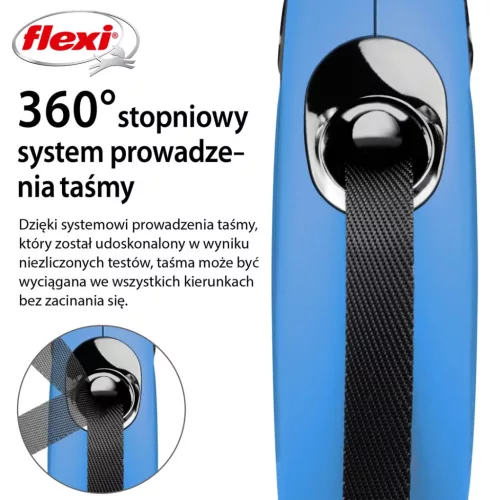 Flexi automata póráz New Classic S szalaggal 5 m - kutyáknak 15 kg-ig, kék