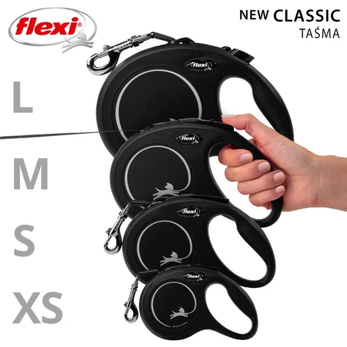 Flexi automata póráz new classic s fekete - szalagos kutyáknak 15 kg-ig - 5 m