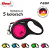 Flexi automata póráz neon színű, szalagos, 5 m - 15 kg-os kutyáknak, rózsaszín