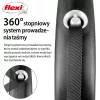 Flexi automata póráz fekete kivitelben, 5 m-es szalaggal - 25 kg-os kutyák számára, ezüst színű