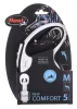 Flexi automata póráz New Comfort M szalaggal 5 m - kutyáknak 25 kg-ig, fekete