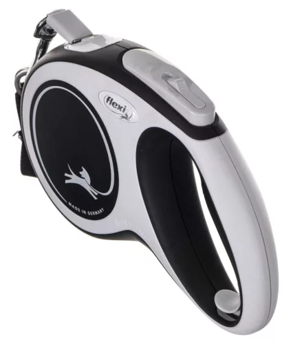 Flexi automata póráz New Comfort M szalaggal 5 m - kutyáknak 25 kg-ig, fekete