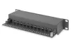 10"-os patchpanel 12 portos, cat.6, s/ftp, 1u, kábeltartó, fekete (komplett)