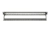 Moduláris patchpanel 19" 24 portos Keystone modulokhoz, 1u, árnyékolt, kábelvezetővel, feliratozó mezőkkel, fekete