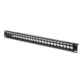   Moduláris patchpanel 19" 24 portos Keystone modulokhoz, 1u, árnyékolt, kábelvezetővel, feliratozó mezőkkel, fekete