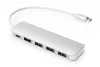 4 portos USB 3.0 szupergyors hub C típusú tápellátással, alumínium