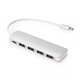   4 portos USB 3.0 szupergyors hub C típusú tápellátással, alumínium