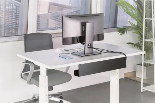 Acél kábelrendező csatorna asztal alatti elosztókhoz, csavaros rögzítés, 60 cm, fekete