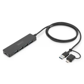   USB 3.0 Hub/4 portos Slimline USB A Hub + USB-C Adapter 1,2 m 5 Gbps, USB-C Tápcsatlakozó