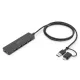USB 3.0 Hub/4 portos Slimline USB A Hub + USB-C Adapter 1,2 m 5 Gbps, USB-C Tápcsatlakozó
