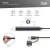 USB 3.0 Hub/4 portos Slimline USB A Hub + USB-C Adapter 1,2 m 5 Gbps, USB-C Tápcsatlakozó