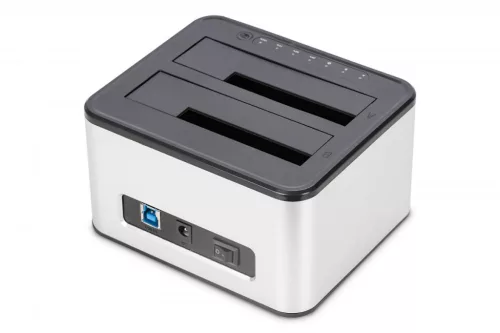 USB 3.0 szupergyors dokkolóállomás 2x SSD/HDD 2.5/3.5" SATA III max. 2x20TB klónozási funkcióval