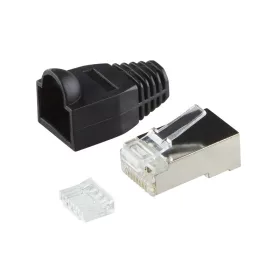 RJ45 cat.6 dugók 100 db árnyékolt, fedéllel, fekete