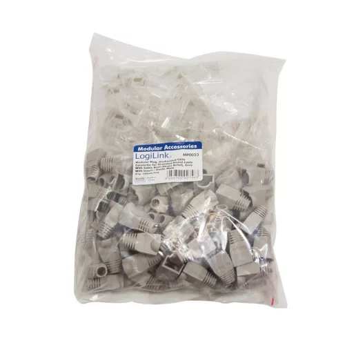 RJ45 cat.6 dugók 100 db utp fedéllel, szürke