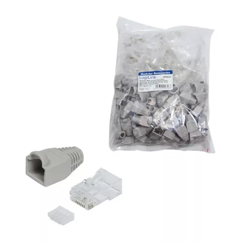 RJ45 cat.6 dugók 100 db utp fedéllel, szürke
