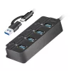 4xUSB-A HUB, Gen1, 4x be/ki, fekete