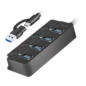 4xUSB-A HUB, Gen1, 4x be/ki, fekete