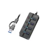 4xUSB-A HUB, Gen1, 4x be/ki, fekete