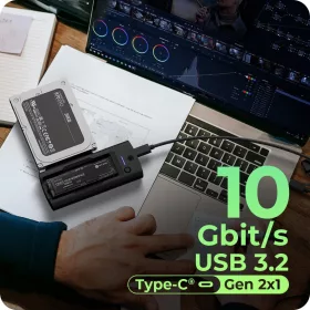  Dokkolóállomás IB-180MS-C31 SSD dokkoló 1x 2.5"/3.5" és 1x m.2 pcie nvmena USB 3.2 gen 2 10 Gbit/s