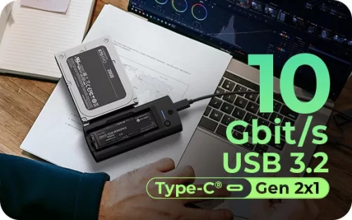 Dokkolóállomás IB-180MS-C31 SSD dokkoló 1x 2.5"/3.5" és 1x m.2 pcie nvmena USB 3.2 gen 2 10 Gbit/s