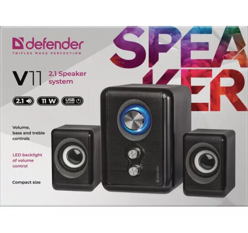 Defender v11 2.1 11w USB számítógép hangszórók mély és magas hangok szabályozásával 65111