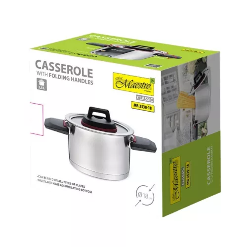 Összecsukható fogantyúval és fedővel ellátott edény MR-3530-18 2,3l