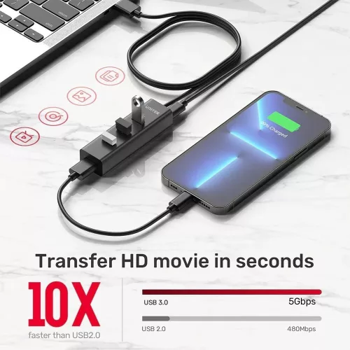 Unitek aktív USB-A hub 5Gbps, 4x USB-A