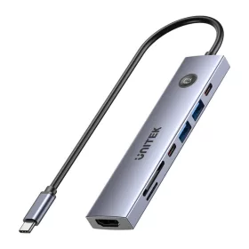   Unitek USB-C hub 7in1 PD 100W HDMI 2.0 be-/kikapcsoló gombbal