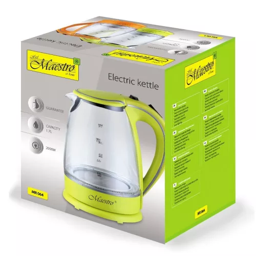 Elektromos üveg vízforraló 1,7 l 2000 W MR-064-green