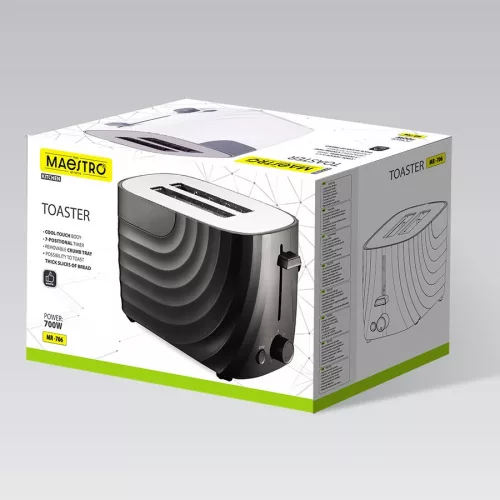 700 W-os MR-706-fekete Maestro kenyérpirító
