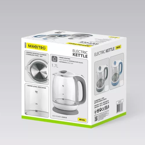 Elektromos üveg vízforraló 1,7 l 2200 W MR-056-szürke Maestro