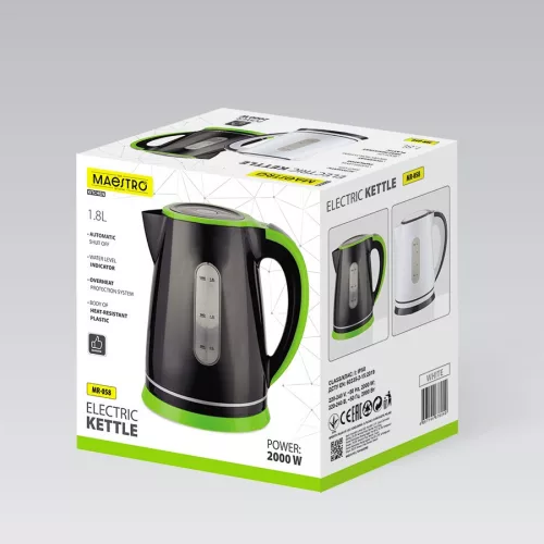 Maestro MR-058 elektromos vízforraló 1,8 l 2000 W fekete