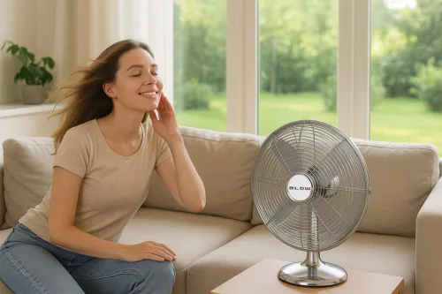Asztali ventilátor, 30 cm, ezüst fém