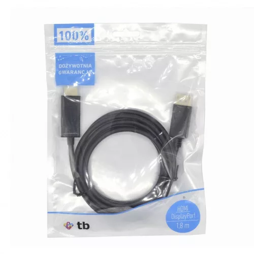 Displayport - HDMI kábel 1,8 m. Fekete