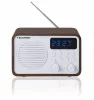 Hordozható FM rádió PLL Bluetooth SD/USB/AUX/Óra/Ébresztő akkumulátorral