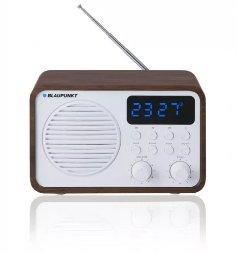 Hordozható FM rádió PLL Bluetooth SD/USB/AUX/Óra/Ébresztő akkumulátorral