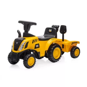 Cat traktor utánfutóval, sárga felülős
