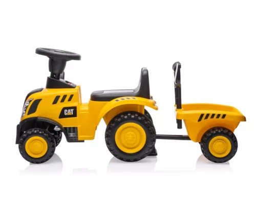 Cat traktor utánfutóval, sárga felülős