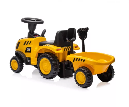 Cat traktor utánfutóval, sárga felülős