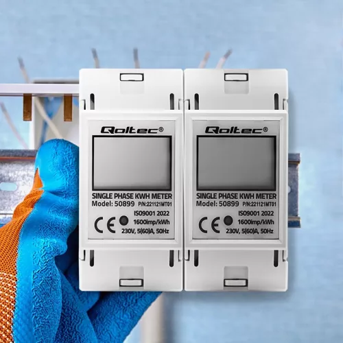 Egyfázisú elektronikus fogyasztásmérő | DIN sínre szerelhető fogyasztásmérő | 230 V | LCD | 2p