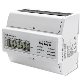   Háromfázisú, kétirányú elektronikus mérő | DIN sínre szerelhető fogyasztásmérő | 400V | 100A | LCD | 4p