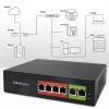 Hálózati switch gyors ethernet poe | 4x rj45 | 2x rj45 uplink | 65w | 10/100mb/s