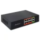 Gyors Ethernet PoE hálózati kapcsoló | 8x RJ45 | 2x RJ45 Uplink | 120W | 10/100Mbps