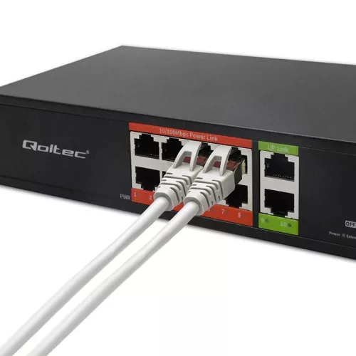 Gyors Ethernet PoE hálózati kapcsoló | 8x RJ45 | 2x RJ45 Uplink | 120W | 10/100Mbps